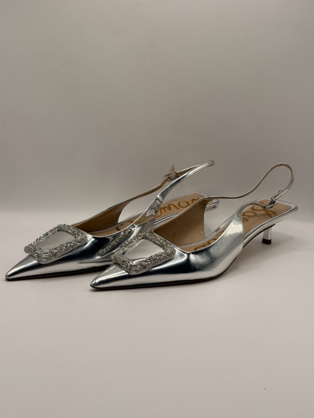 Sam Edelman Womens Kammie Silver Pointy Toe Slingback Pump Heel Sz 8 - Picture 8 of 10